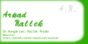 arpad mallek business card